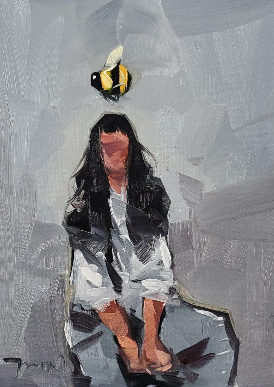 Jose Trujillo Large 16x20" Canvas Print Impressionist Woman and Bee - Etsy
