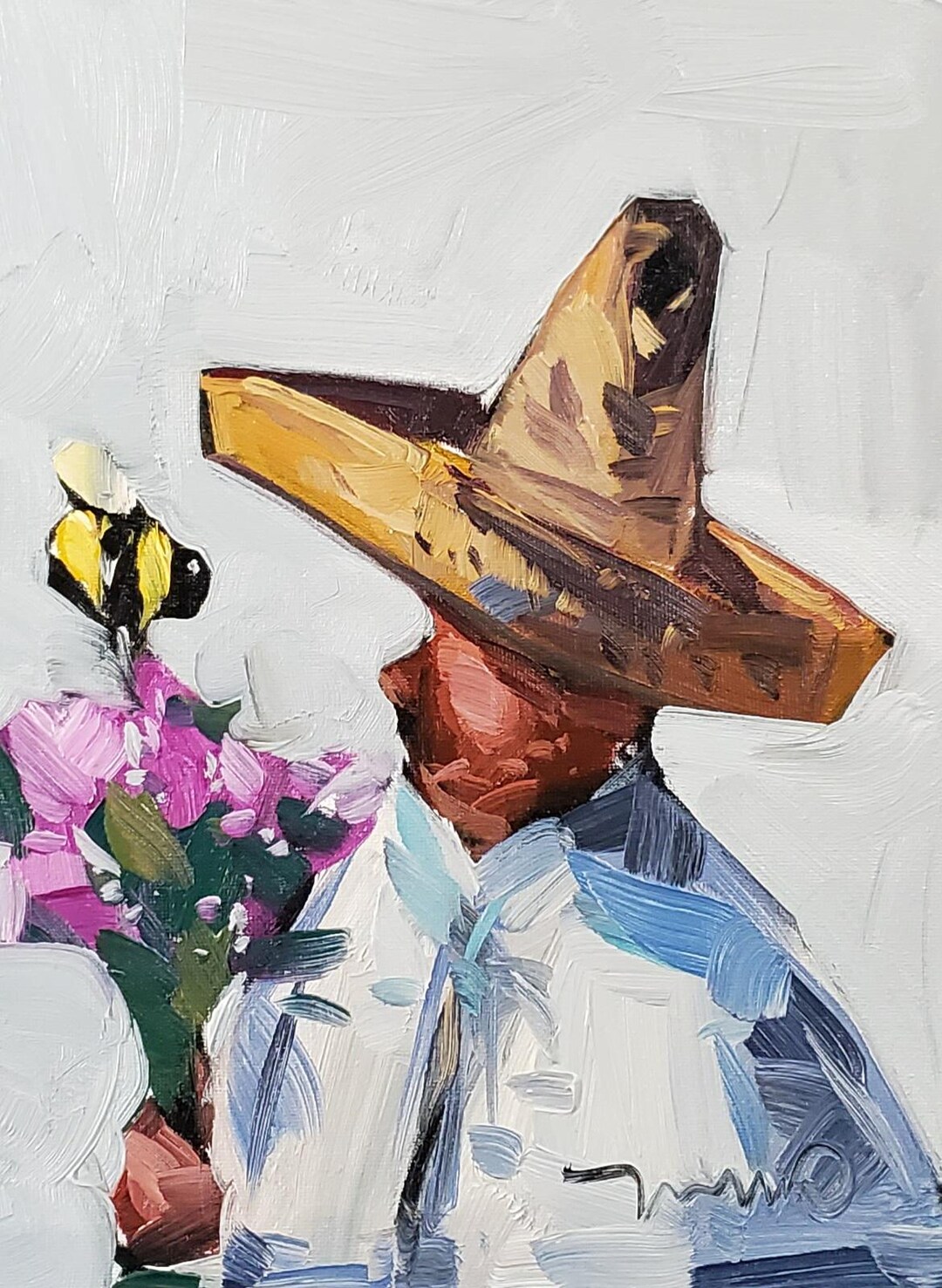 Mexican Man Flowers Art PRINT of Painting by Artist Jose Trujillo 16x20 ...