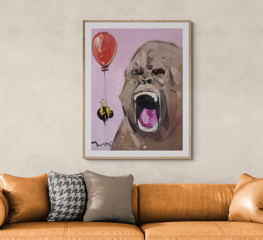 Large 30x40 Gorilla Bee Art PRINT of Painting by Artist Jose Trujillo ...