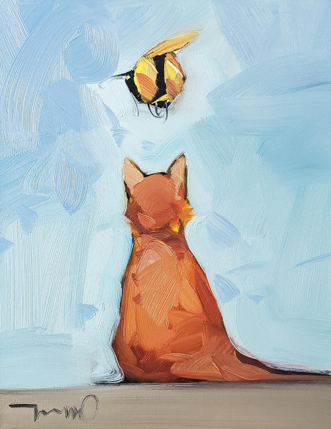 Ginger Cat Bee PRINT of Oil Painting by Artist Jose Trujillo 16x20 - Etsy