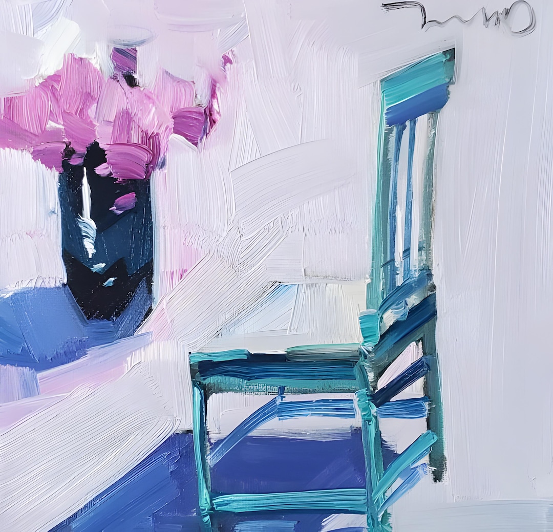 Still Life Chair Flowers Art PRINT of Oil Painting by Artist Jose ...