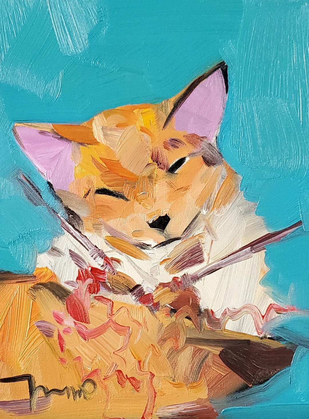 キツネの編み物アート アーティスト Jose Trujillo による絵画の