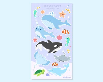 Ocean Dreams Sticker Sheet | Planner Stickers - Kawaii Stickers - Cute Stationery - Bullet Journal Stickers - Journaling Stickers