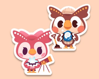 Blathers and Celeste Cute Vinyl Sticker - Animal Crossing