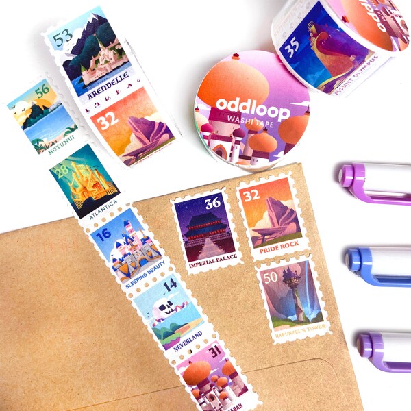 Fairytale Destinations Stamp Washi Tape 25mm x 5m