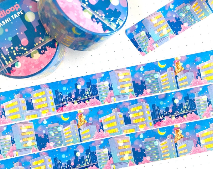 Tokyo City Washi Tape 20mm X 10m Silver Foil moon Prism Etsy