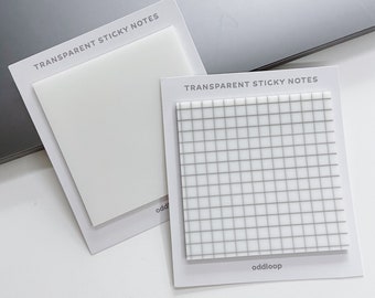 Transparent Sticky Notes - Blank or Grid - 50 sheets - 3"x3"