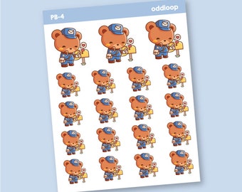 Happy Mail Package Spending Postal Bear Planner Stickers PB4 PREMIUM MATTE ONLY Cute Kawaii