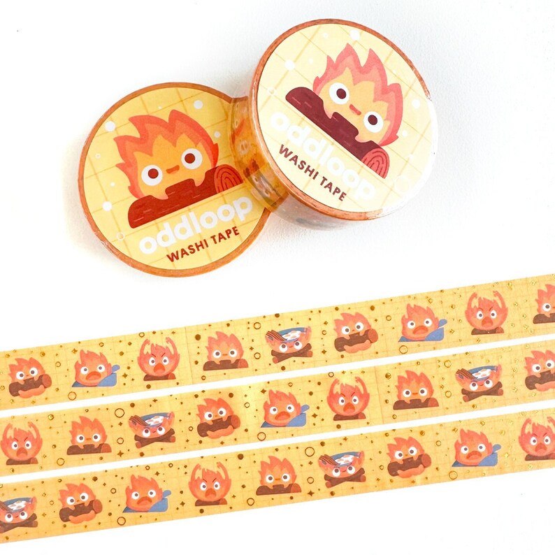 Fire Demon Washi Tape 15mm x 10m Gold Foil Japanese Anime image 1