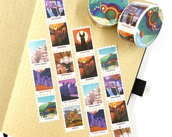 LOTR Destinations Stamp Washi Tape 25mm x 5m