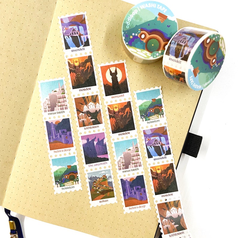 LOTR Destinations Stamp Washi Tape 25mm x 5m image 1