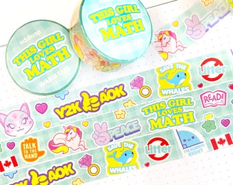 90s Retro Vintage Washi Tape 20mm x 10m - Red Panda, Y2K
