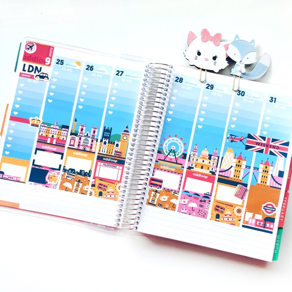 travel the world london planner stickers weekly kit create a etsy