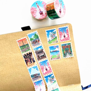 Japan Stamp Washi Tape 25mm x 5m - Tokyo, Travel