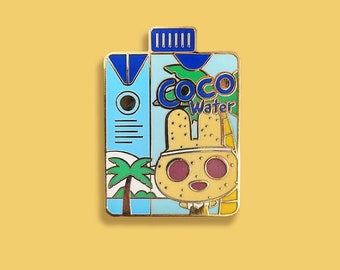 Coco Coconut Water Enamel Pin - Animal Crossing