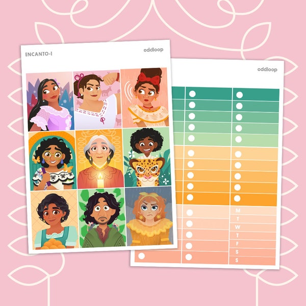 Madrigal Family Planner Stickers - For use with vertical planner (1.5 inch wide or 1.3 inch wide Hobonichi Cousin)
