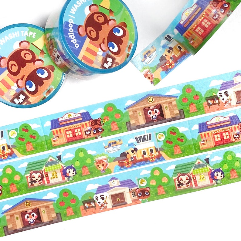 Animal Crossing Washi Tape 20mm x 10m Gold Foil image 1