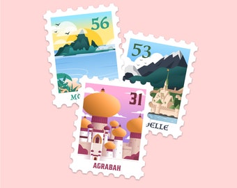 Stamp Vinyl - Fairytale Destinations Sticker - Vintage Travel Style