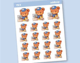 Watching TV Television Postal Bear Planner Stickers PB5 PREMIUM MATTE Only Cute Kawaii