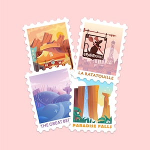 Stamp Vinyl - Animated Destinations Sticker - Vintage Travel Style