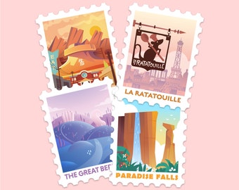 Stamp Vinyl - Animated Destinations Sticker - Vintage Travel Style