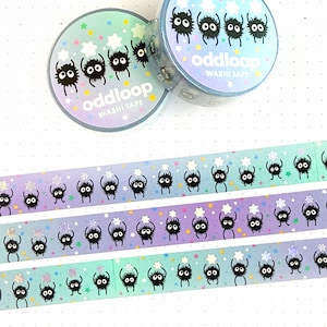 Soot Sprite Washi Tape 15mm x 10m - Holographic Silver Foil - Japanese Anime