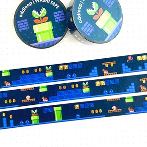 Mushroom Kingdom Underground Dungeon Washi Tape 15mm x 10m - Gold Foil