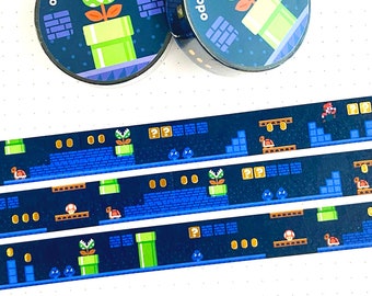 Mario Underground Washi Tape 15mm x 10m - Gold Foil