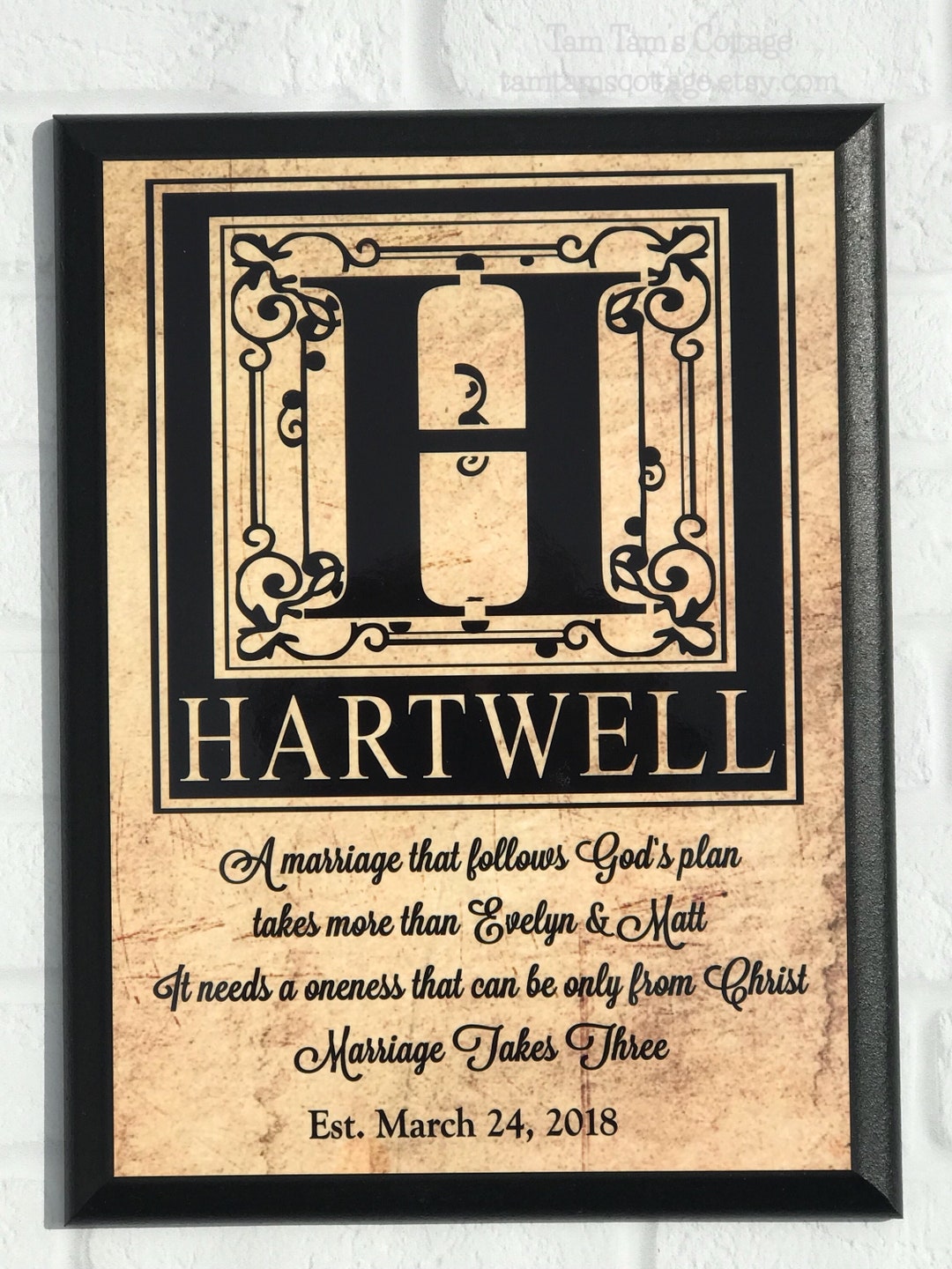 Wedding Gifts Personalized Marriage Takes Three Plaque Couples Gifts