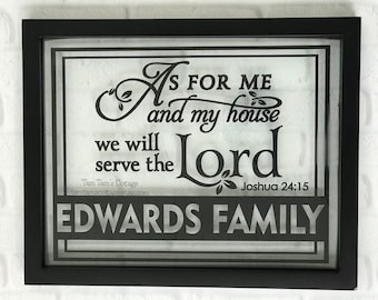 As for Me and My House Personalized Floating Frame, Joshua 24 15 floating frame, Scripture Float frame, Christian art, Biblical Art