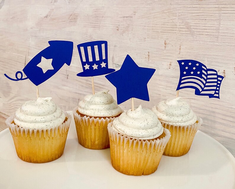 Fourth of July Cupcake Toppers America party decorations USA Etsy