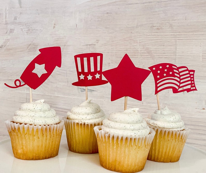 Fourth of July Cupcake Toppers America party decorations USA Etsy