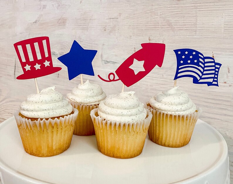 Fourth of July Cupcake Toppers America party decorations USA Etsy