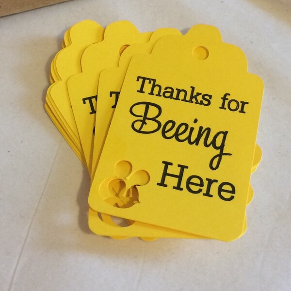 Thanks for Beeing Here Favor Tags, Set of 12 Bee Gift Tags