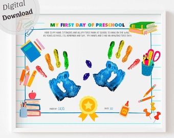 My First Day of Preschool Poem Handprint Art Printable Template Preschool Activity Handprint Craft