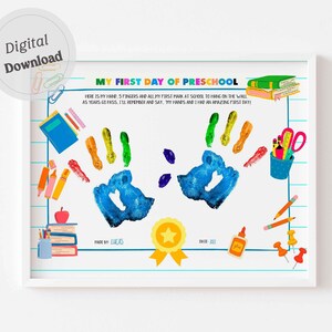 My First Day of Preschool Poem Handprint Art Printable Template ...