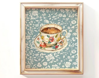 Teetasse Blumenmuster: Vintage Englisches Dekor (Digitaler Download)