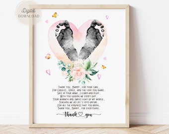 Nanny gifts for mothers day, Nanny appreciation gift, Handprint Craft, Babysitter, Thank you teaching, Poem gratitude for grandma