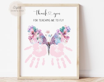 Butterfly Handprint Art, Thank You For Helping fly, Handprint Appreciation, teacher Daycare Babysitter Pre-School, thank you teaching