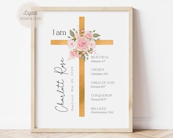 Baptism gifts, Christening gift from godmother, Personalized Goddaughter, Catholic Baptism gifts for girl, Girl Nursery Wall Art Print
