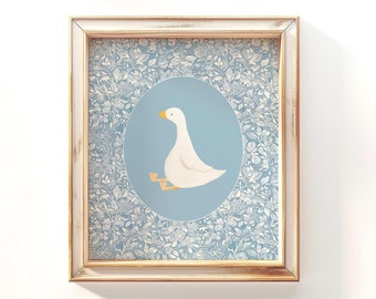 Vintage Goose Nursery Art Print: Grandmillennial Boy Wall Decor (Digital Download)
