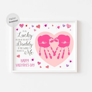 Poema de impressão manual dos namorados para o papai, bebê, impressão manual, arte, coração, cartão de amor, mãos para crianças, presente imprimível, memória para o pai, criança, primeiro dia dos namorados