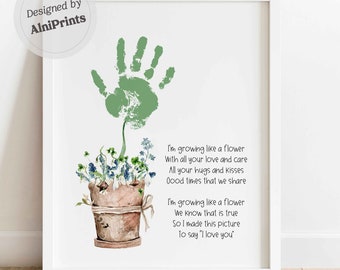 Mother's Day Flower Handprint Crafts Handprints Poem Printable Footprint Art Daycare Activities DIY memory keepsake toddler Gift Craft DIY