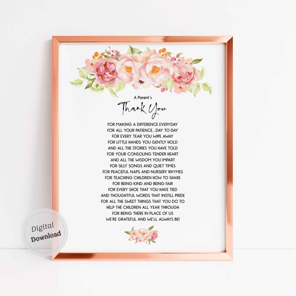 Daycare Nanny Poem Nursery Teacher gift Printable Teacher Appreciation  Babysitter poem Thank You Parents Thank You Printable Download