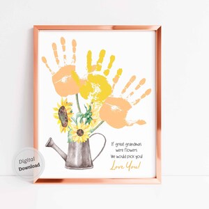 Grande vovó Handprint arte se as avós fossem girassóis presente do dia das mães do bebê crianças infantil criança imprimível modelo de presente de lembrança DIY