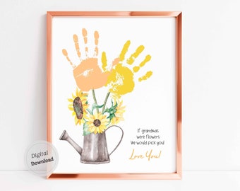 if grandmas were flowers Handprint art mothers day Grandma gift from baby kids infant toddler printable DIY memory keepsake Gift  template