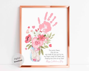 Valentine handprint poem for Mom Grandma Baby Handprint Art Love Card Kids Toddler Hands Printable gift Memory for Grandparents