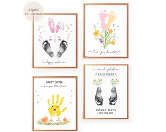 Easter Footprint and Handprint Art  - 4 Easter Hand and Foot print Bungle - Easter crafts Set Infant Toddler activities for daycare