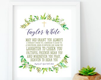 Irish Blessing Baptism Boy Gift, First Communion Personalized gift, Christening Boy Dedication gift, Godparents Graduation gift  idb267