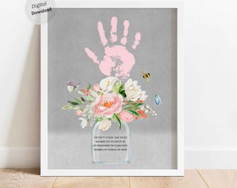 Mothers day Handprint Poem printable Mothers day card craft bouquet grandma mom mum nana Baby infant toddler  Art Gift Craft DIY keepsake